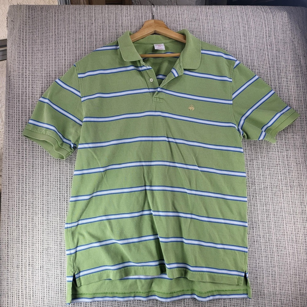 Brooks Brothers‎ Polo Shirt Mens Extra Large Green Striped 346 Cotton Pig Logo